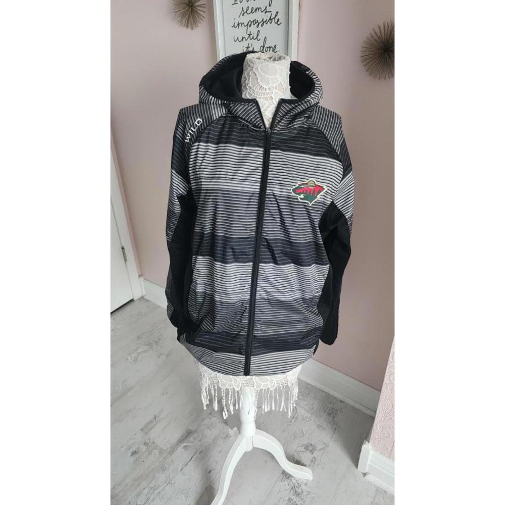 Flawless Gill sport by carl banks black gray MN WILD HOCKEY jacket hooded L